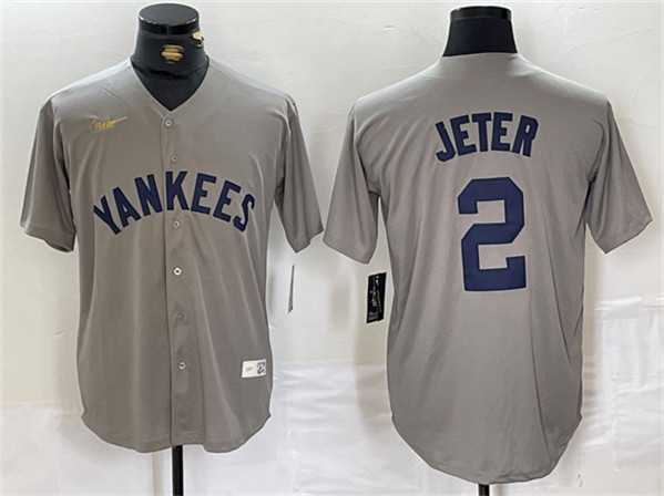 Men's New York Yankees #2 Derek Jeter Gray Cool Base Stitched Baseball Jersey,We sell and wholesale Men's New York Yankees #2 Derek Jeter Gray Cool Base Stitched Baseball Jersey on line form chian!